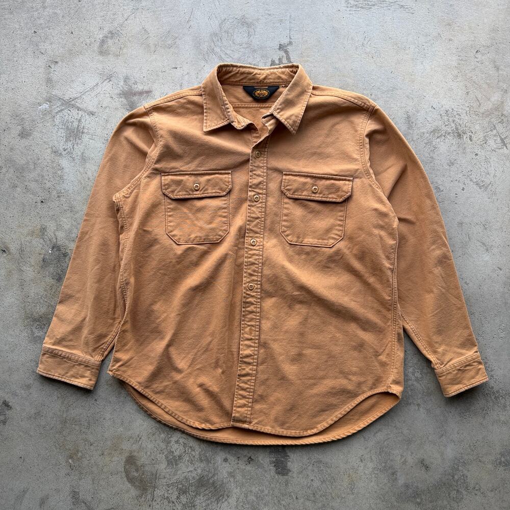 Vintage 90s Woolrich Chamois Flannel Shirt Tan Workwear XL